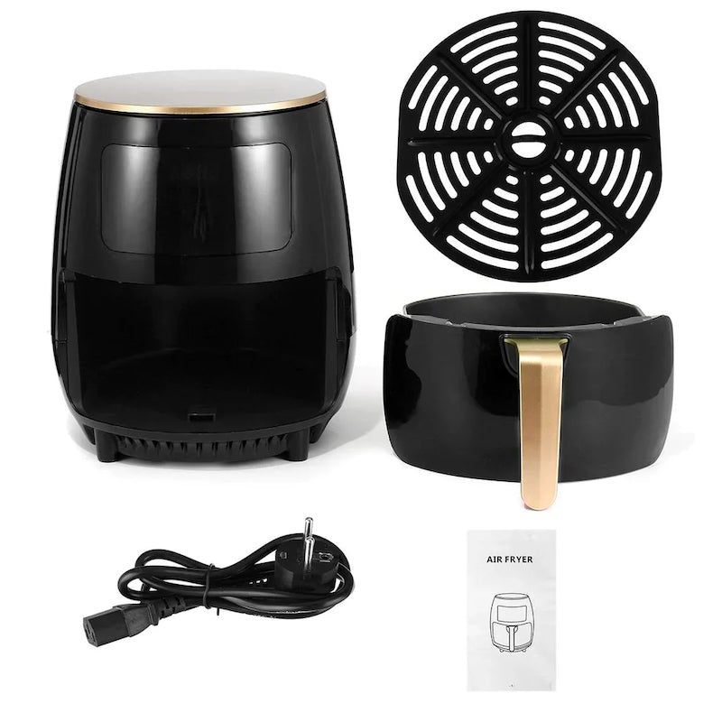 Air Frayer Fripteuza cu aer cald, culoare neagra,2400 W, 6 L Timer, Touchscreen