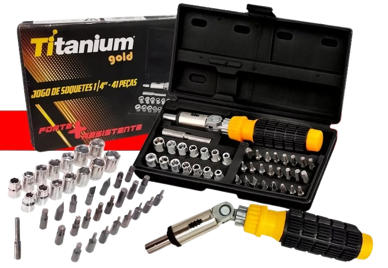 Set surubelnita cu clichet cu biti si chei tubulare, 44 piese