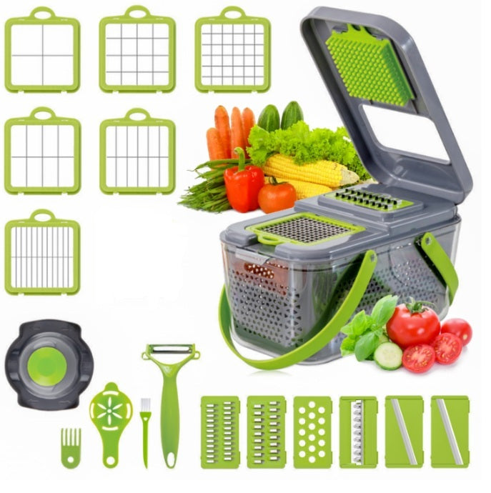 Razatoare multifunctionala pentru fructe si legume, 22 piese, lame din otel inoxidabil