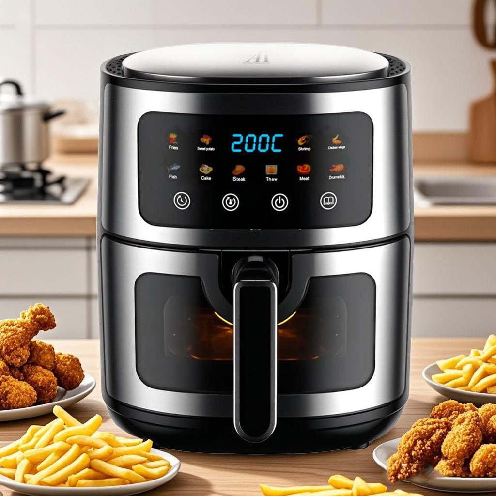 Friteuză cu Aer Cald AT PERFORMANCE, 8L, 2800W, Display Touch, 10 Programe, Negru