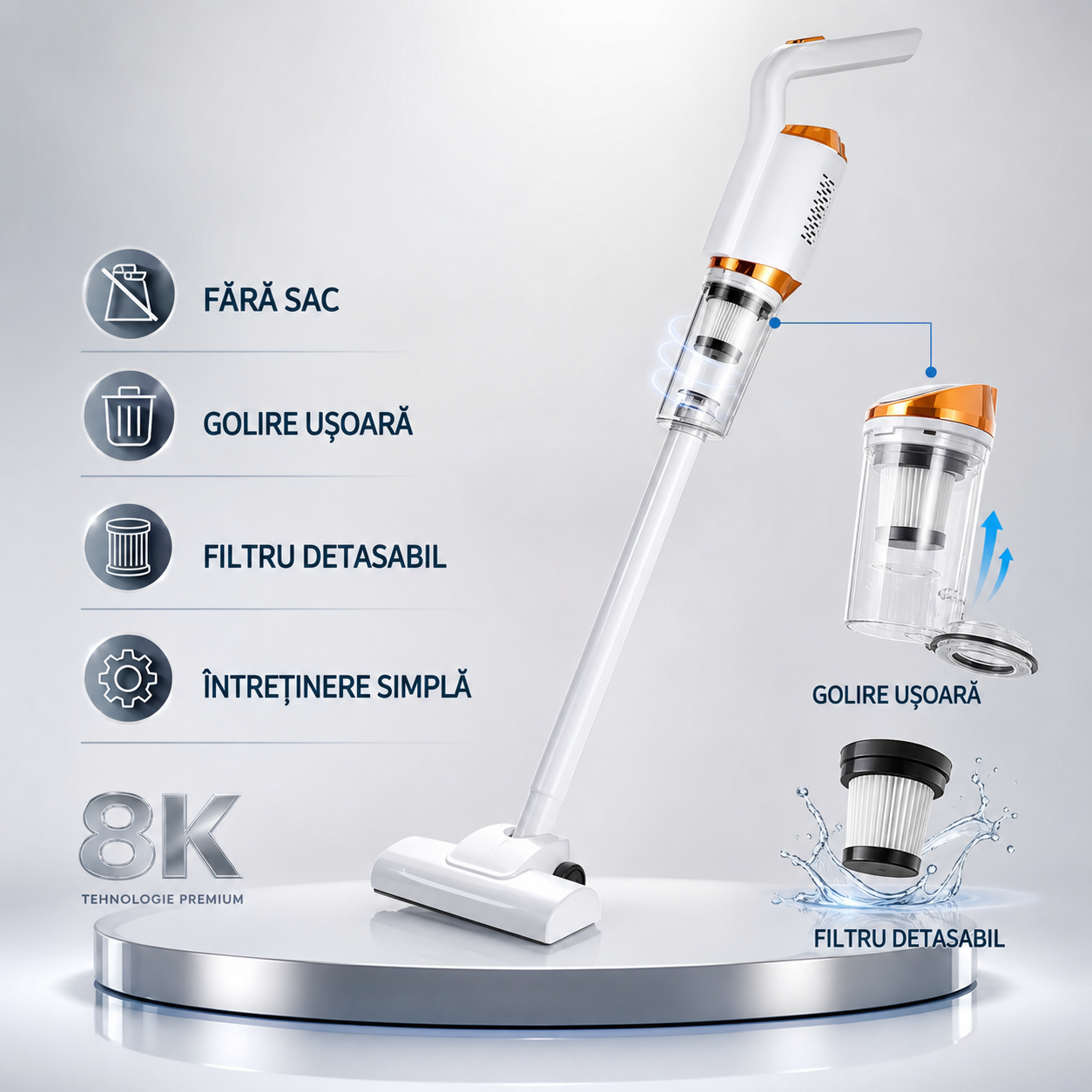 Aspirator vertical portabil, fara fir 120 W