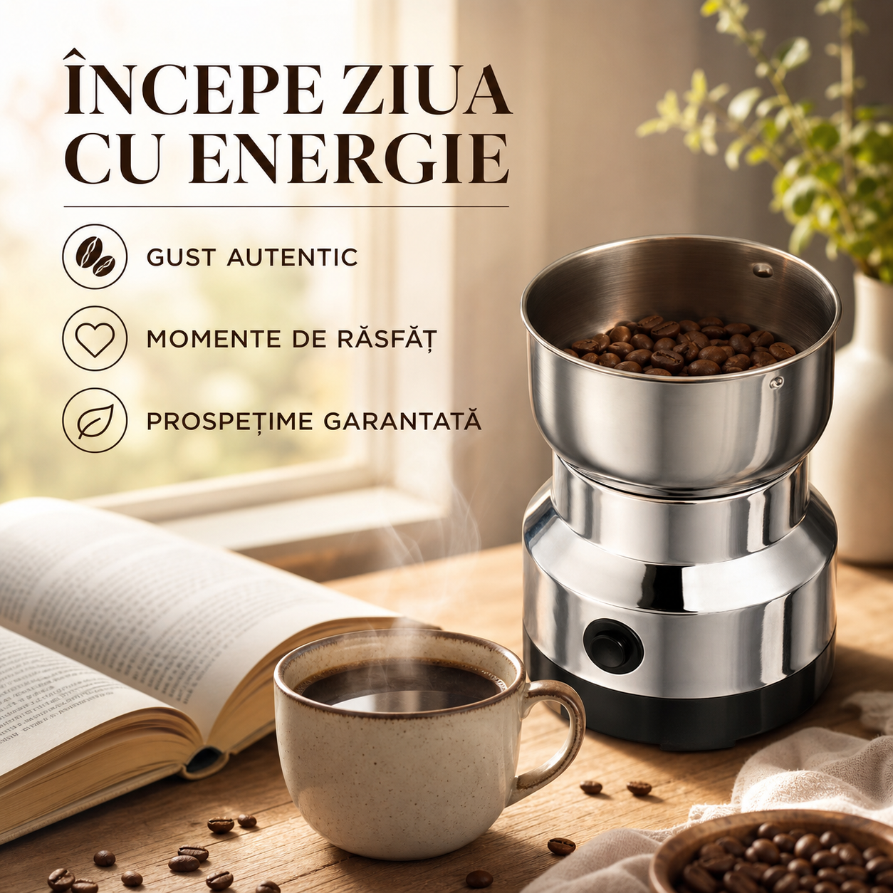 Râșniță electrică pentru cafea și condimente – control fin și design compact