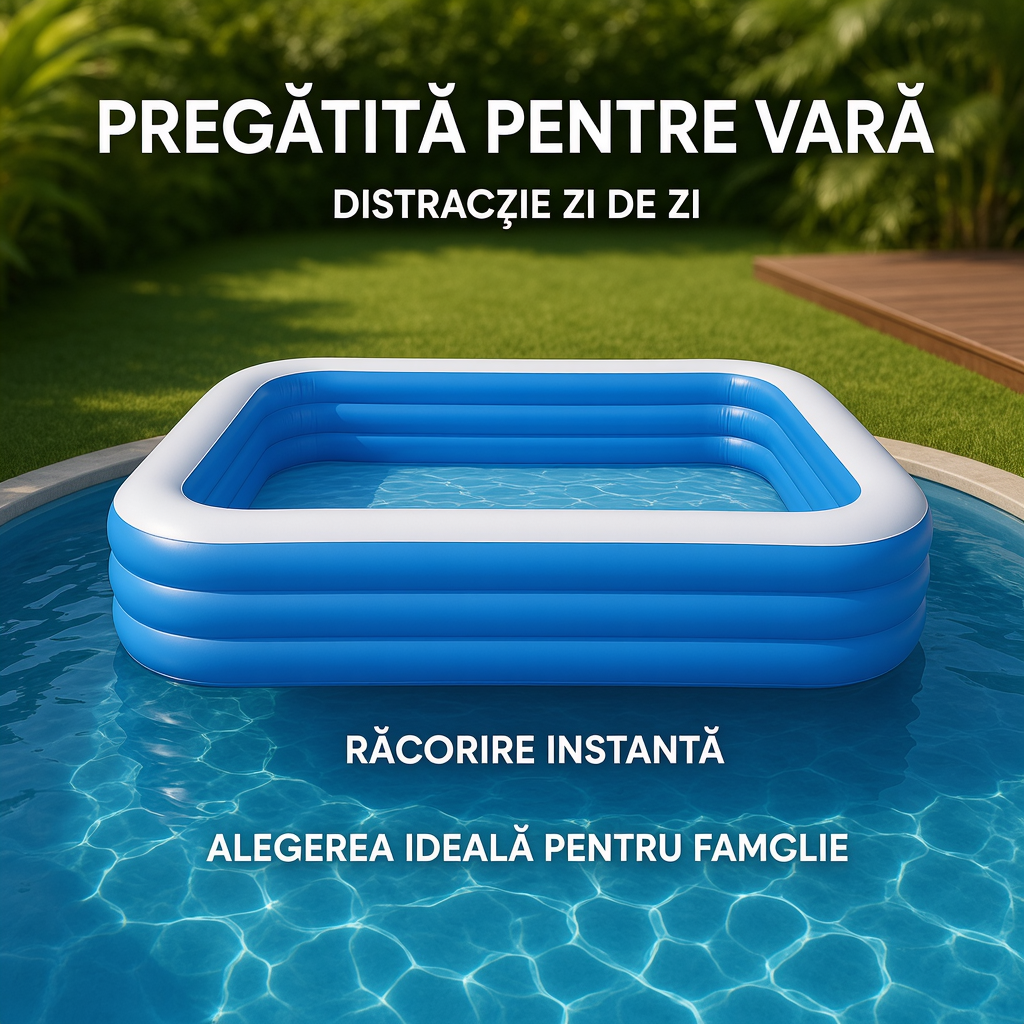 Piscină gonflabilă dreptunghiulară pentru grădină – capacitate mare
