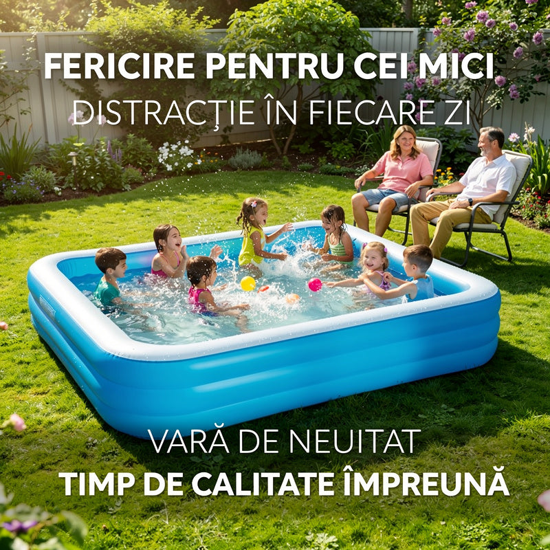 Piscină gonflabilă dreptunghiulară pentru grădină – capacitate mare