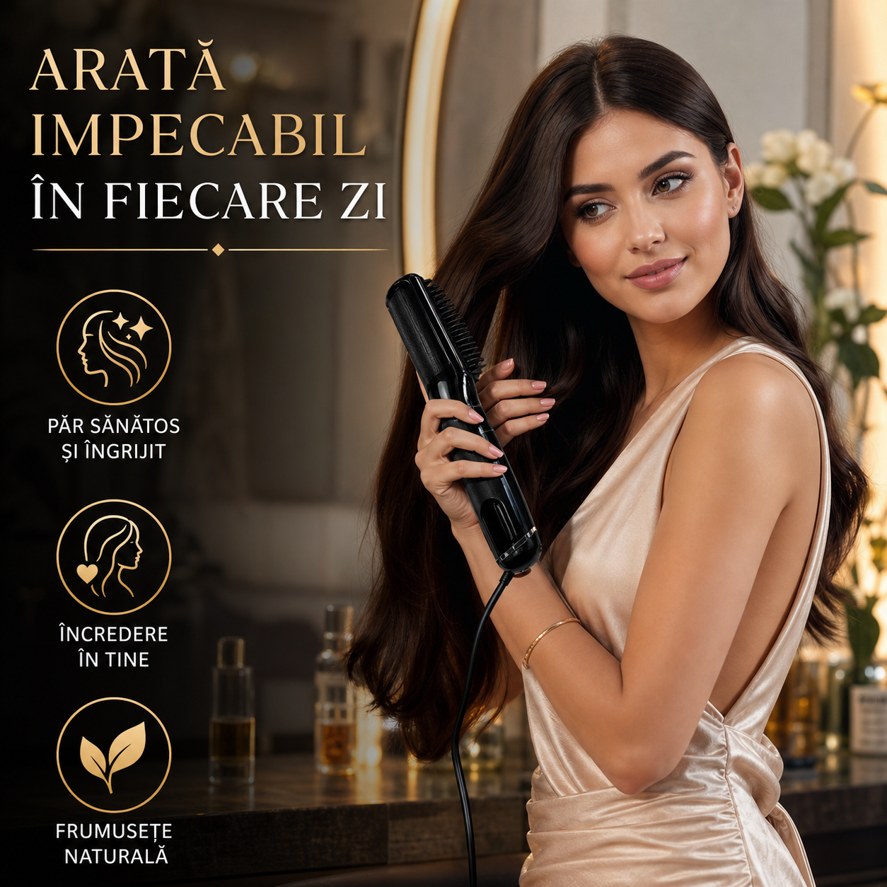 Aparat pentru tuns vârfuri de păr cu accesorii și geantă, negru