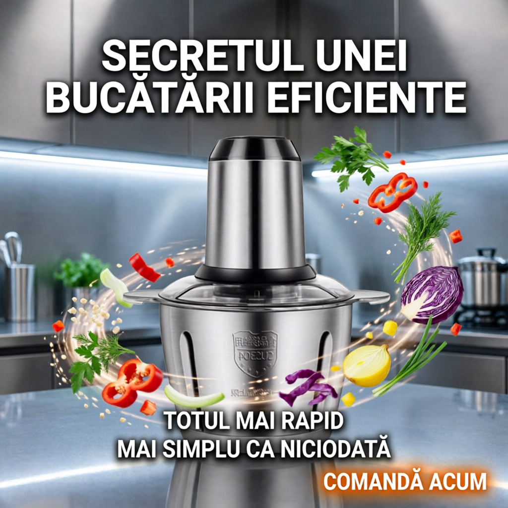 Tocător electric 300 W cu 4 lame interne din inox și bol din inox 2 L