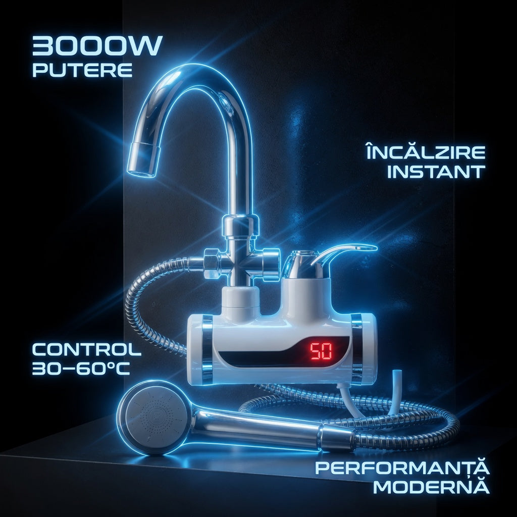 Robinet Electric pentru incalzit apa cu Dus si afisaj de temperatura