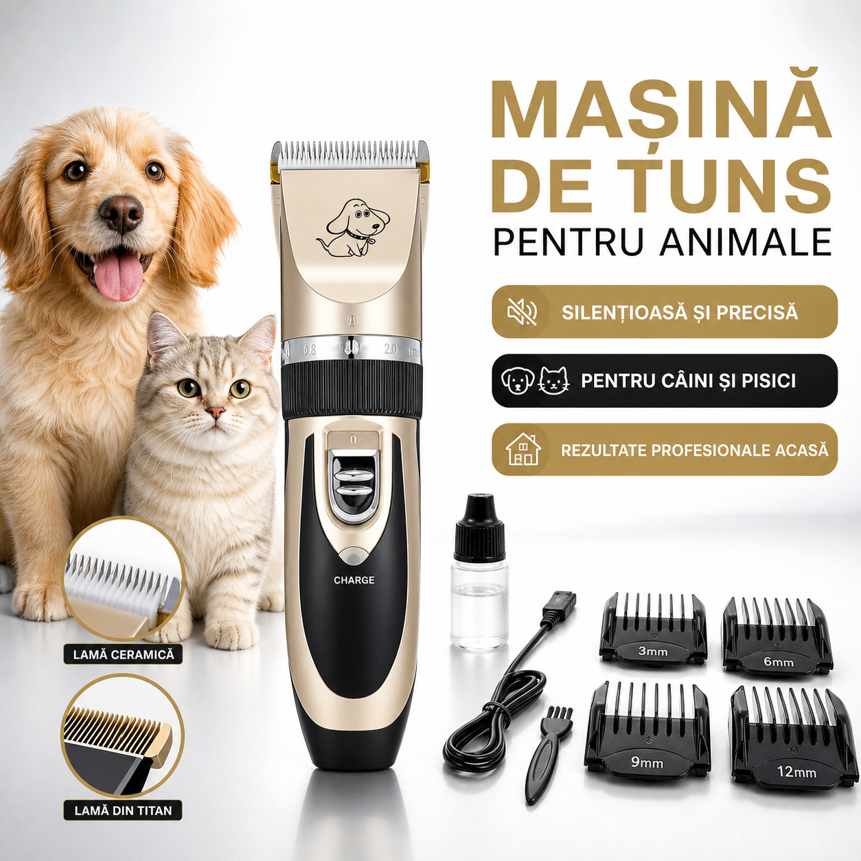 Masina de Tuns Animale, Caini Si Pisici, Reincarcabila