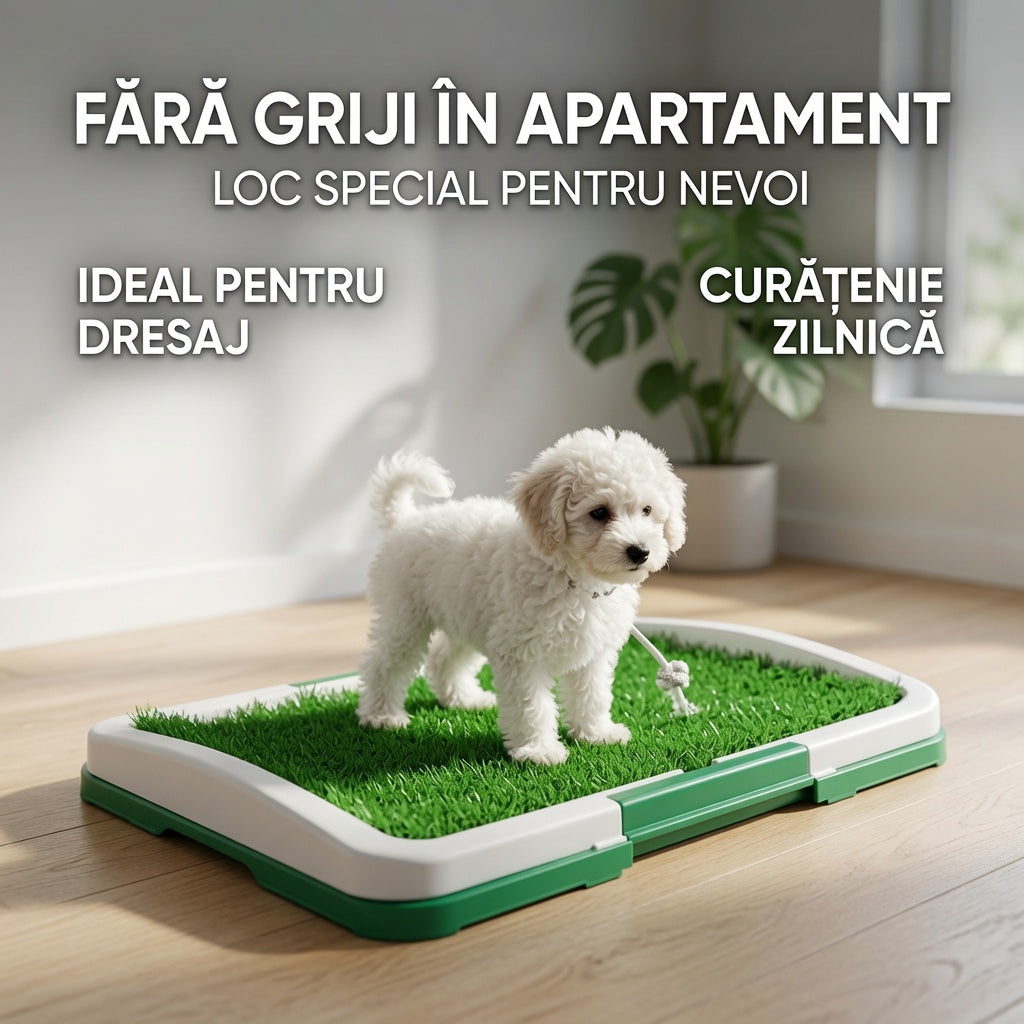 Covoras cu iarba artificiala pentru caini si pisici, toaleta de interior, 48 x 36 x 7 cm