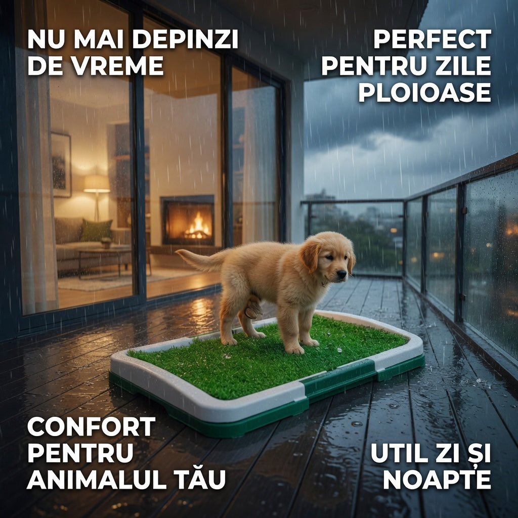 Covoras cu iarba artificiala pentru caini si pisici, toaleta de interior, 48 x 36 x 7 cm