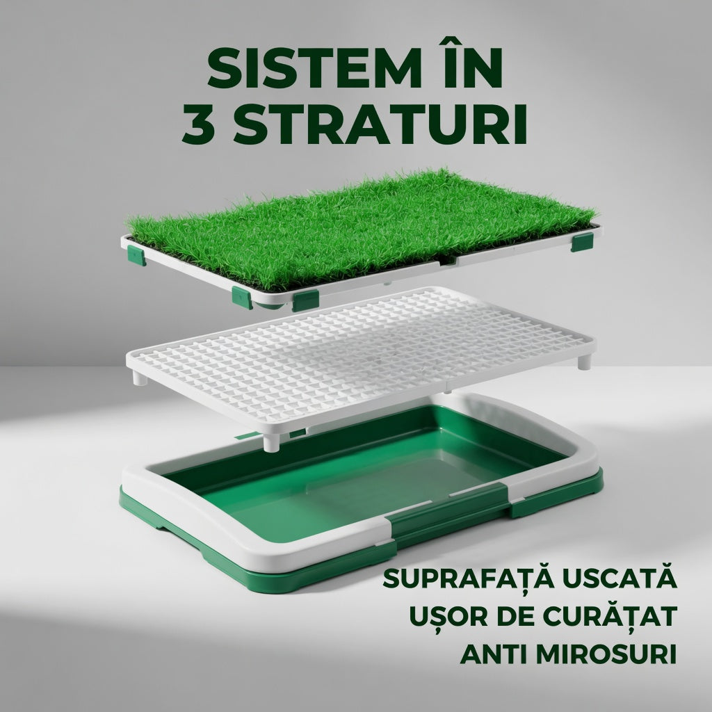 Covoras cu iarba artificiala pentru caini si pisici, toaleta de interior, 48 x 36 x 7 cm