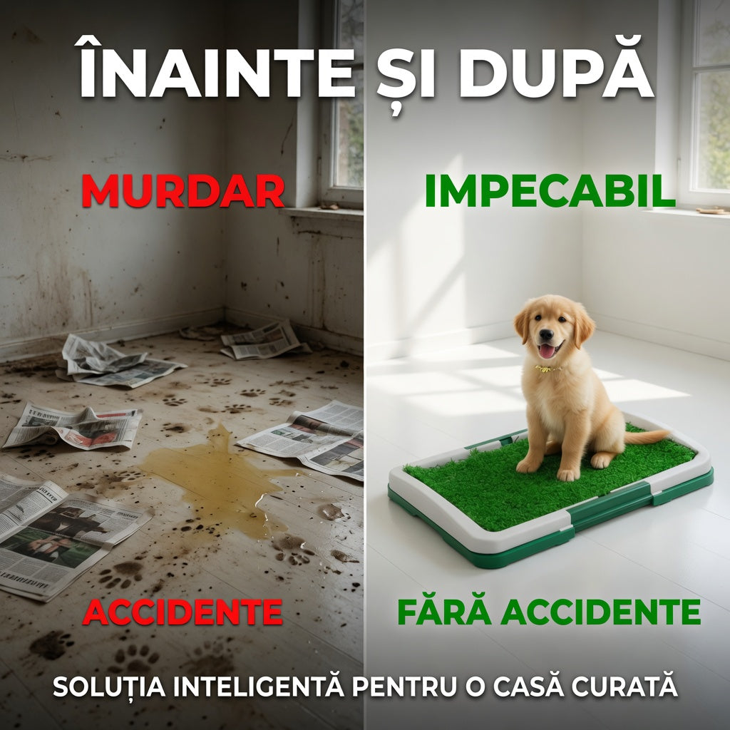 Covoras cu iarba artificiala pentru caini si pisici, toaleta de interior, 48 x 36 x 7 cm