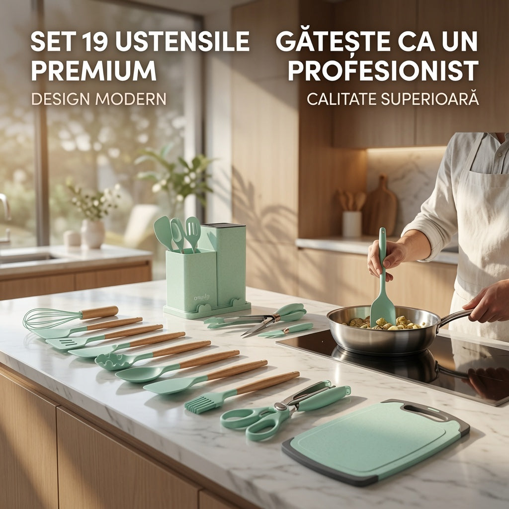 Set bucătărie 19 piese — ustensile esențiale pentru gătit