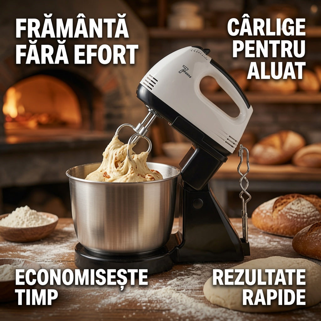 Mixer cu bol plastic 2L, 250W, 7 viteze – mixare eficientă