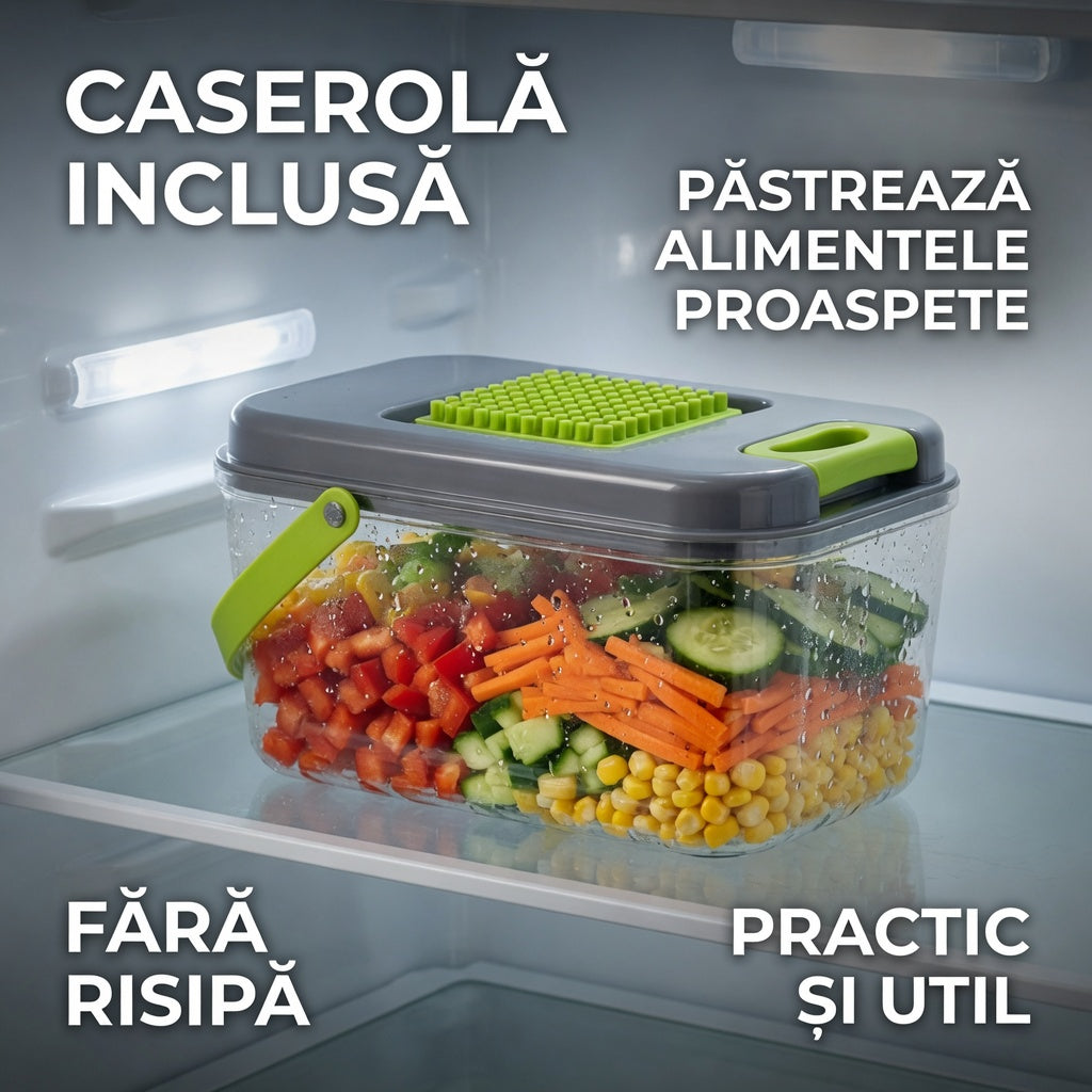 Razatoare multifunctionala pentru fructe si legume, 22 piese, lame din otel inoxidabil