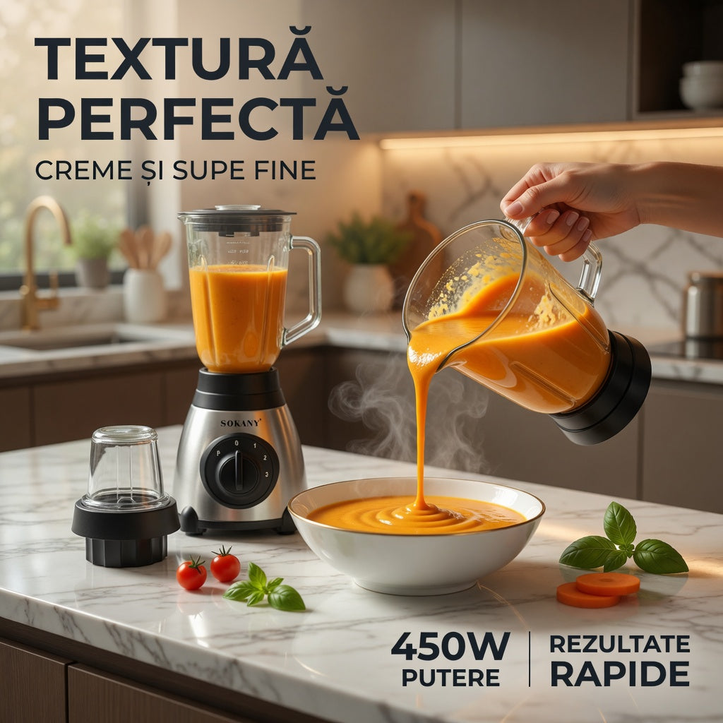 Blender cu rasnita HAUSBERG HB-7770AB,500W,4 trepte de viteza,1,5Litri