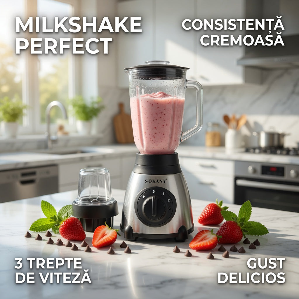 Blender cu rasnita HAUSBERG HB-7770AB,500W,4 trepte de viteza,1,5Litri