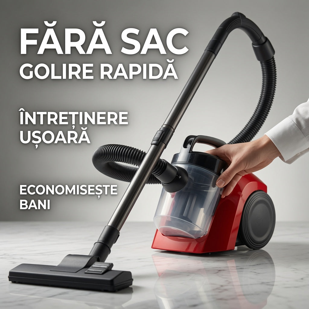 Aspirator fără Sac LEIHMANN 1300W, Sistem Cyclonic, Recipient 2L, Rază 12M, Perie Multifuncțională