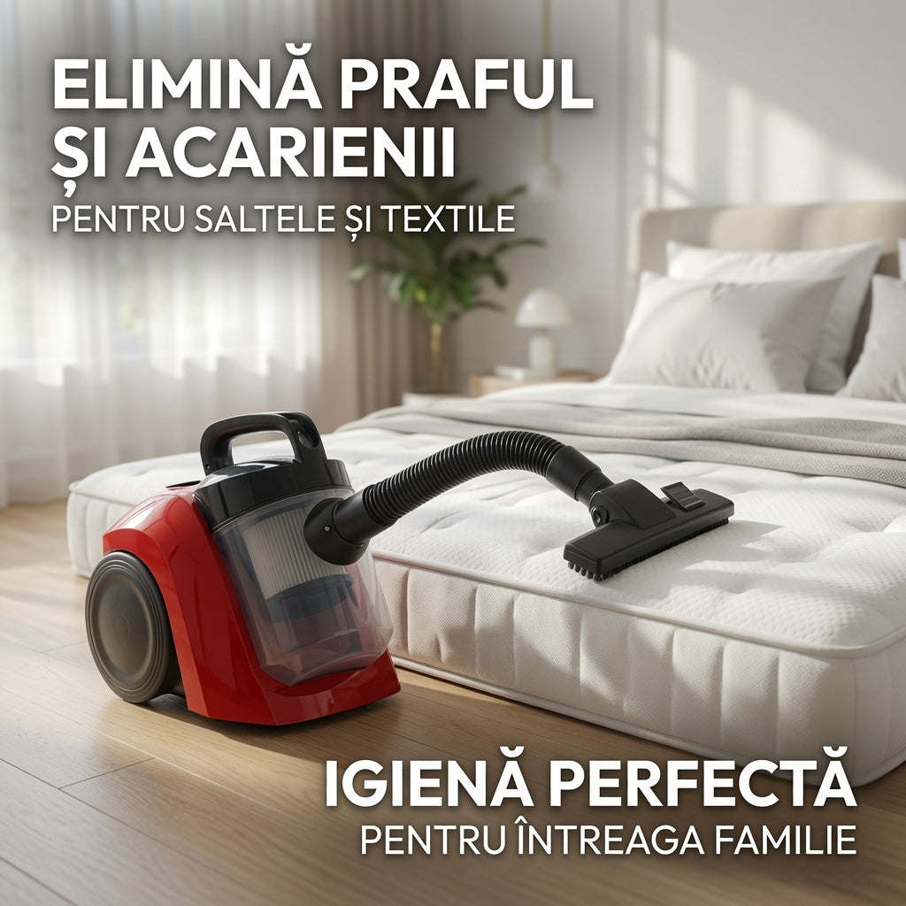 Aspirator fără Sac LEIHMANN 1300W, Sistem Cyclonic, Recipient 2L, Rază 12M, Perie Multifuncțională