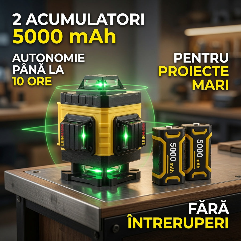 Nivela Laser 4D cu 16 linii verzi, autonivelare, telecomanda si trepied 150 cm