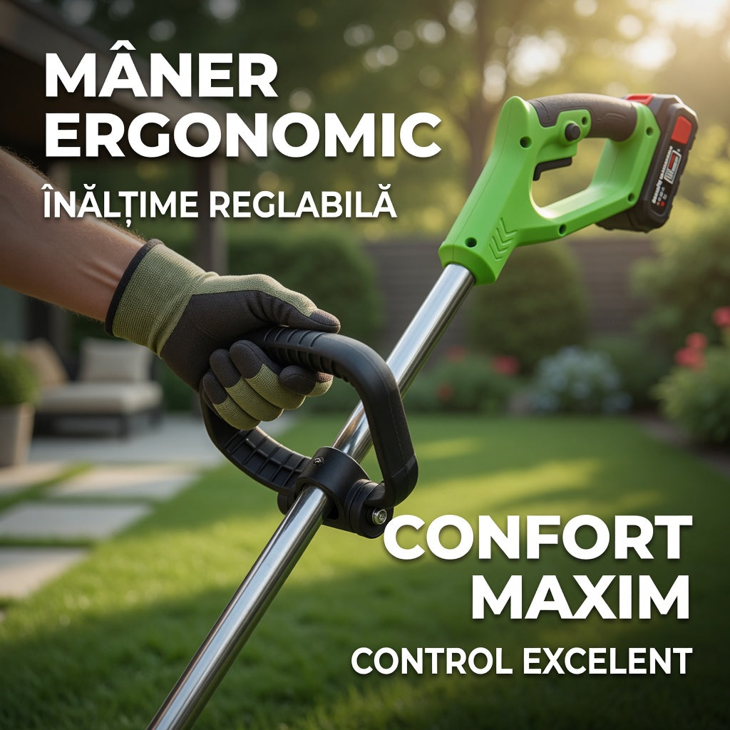 Motocoasă electrică 48V cu două roți detașabile și mâner ergonomic