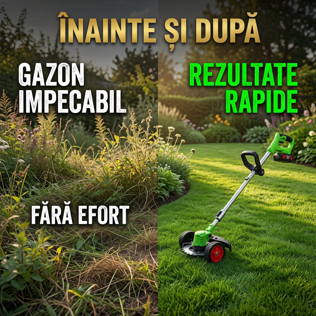 Motocoasă electrică 48V cu două roți detașabile și mâner ergonomic