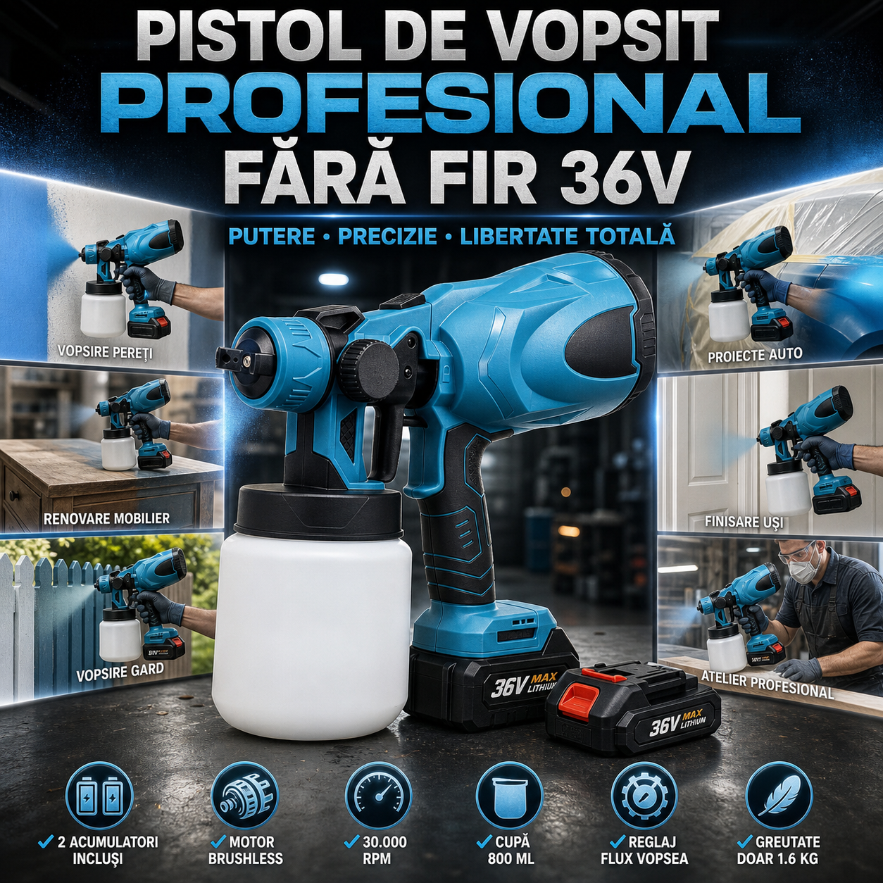 Pistol de Pulverizare Vopsea electric