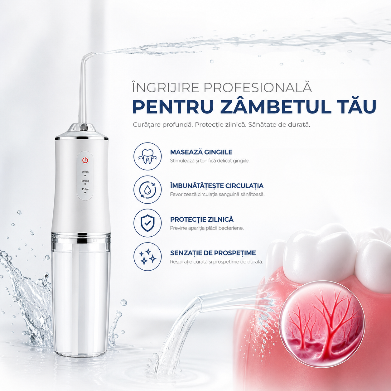 Dispozitiv irigare dentară – irigator bucal cu jet de apă