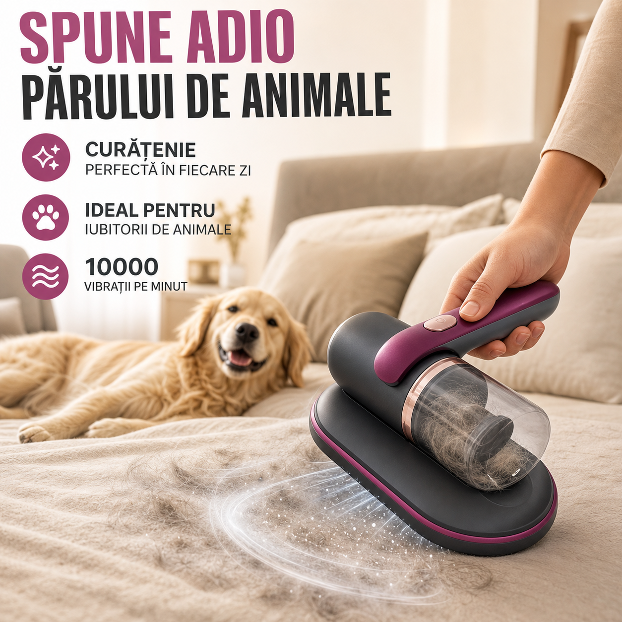 Aspirator antiacarieni pentru pat, putere 100W, UV, portabil