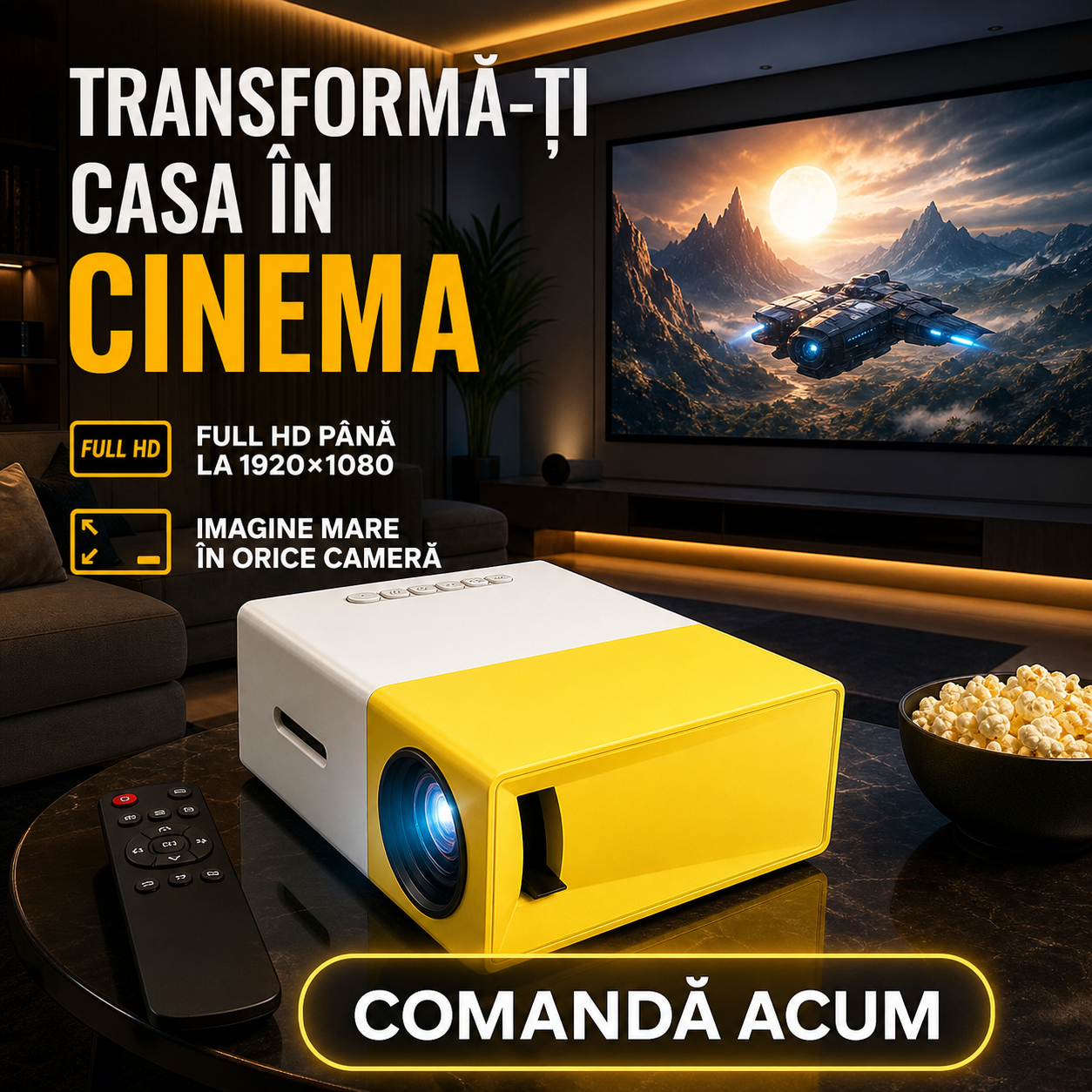 Mini proiector LED Full HD – portabil