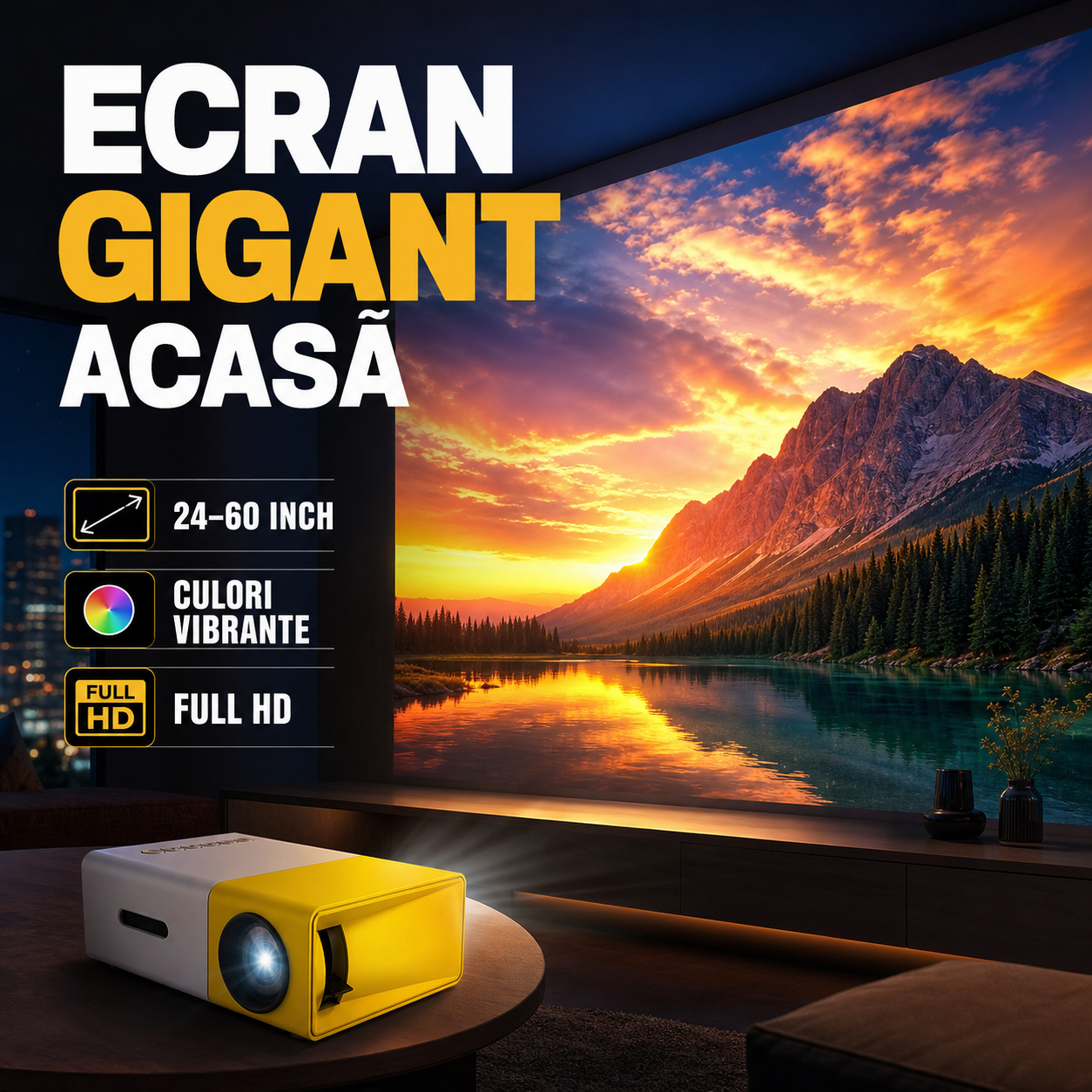 Mini proiector LED Full HD – portabil