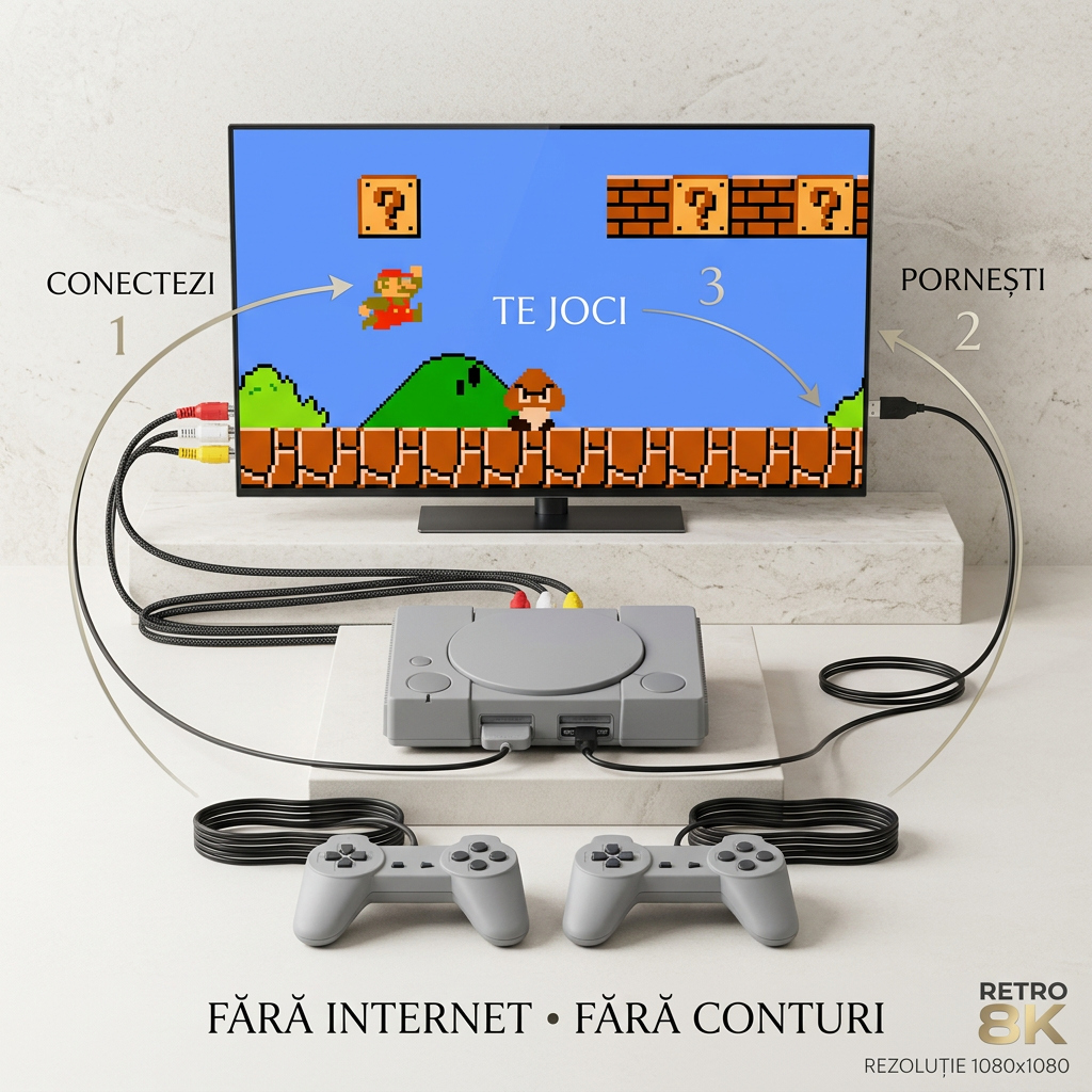 Consolă de jocuri Buxton Retro Game TV – 16 jocuri clasice incluse, conectare simplă la TV