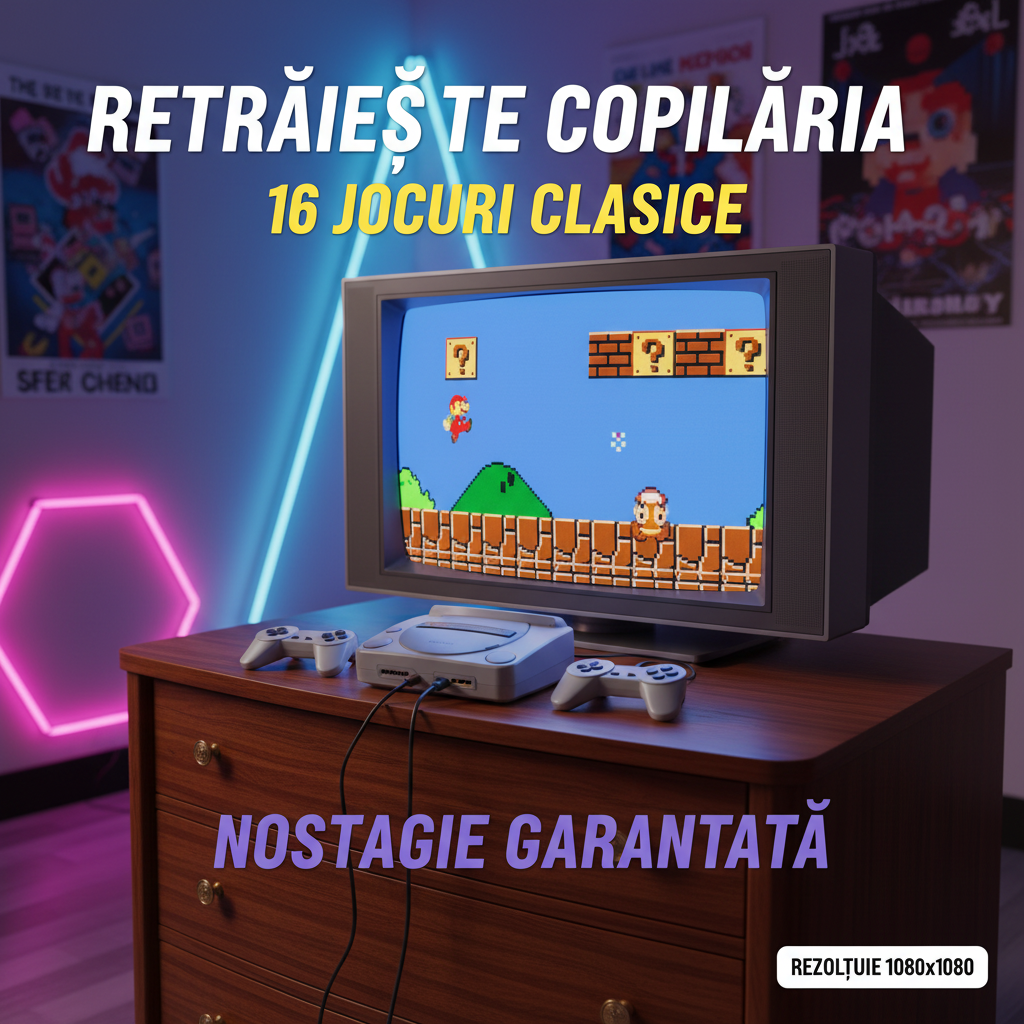 Consolă de jocuri Buxton Retro Game TV – 16 jocuri clasice incluse, conectare simplă la TV