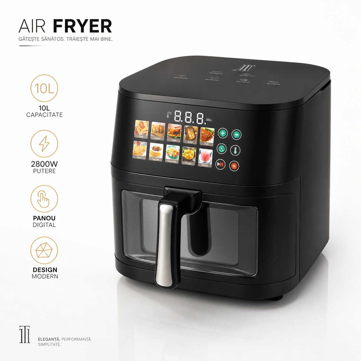 Friteuză cu Aer Cald AT Performance AT-2030, 10L, 2800W, Panou Digital