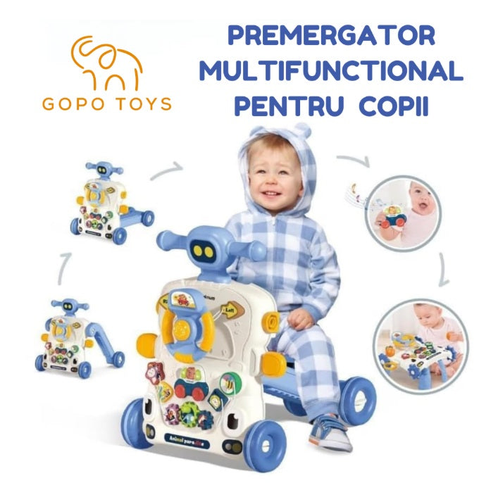 Premergător și Antemergător Multifuncțional 5-în-1 – Activități+Joc pentru Primele Etape ALBASTRU