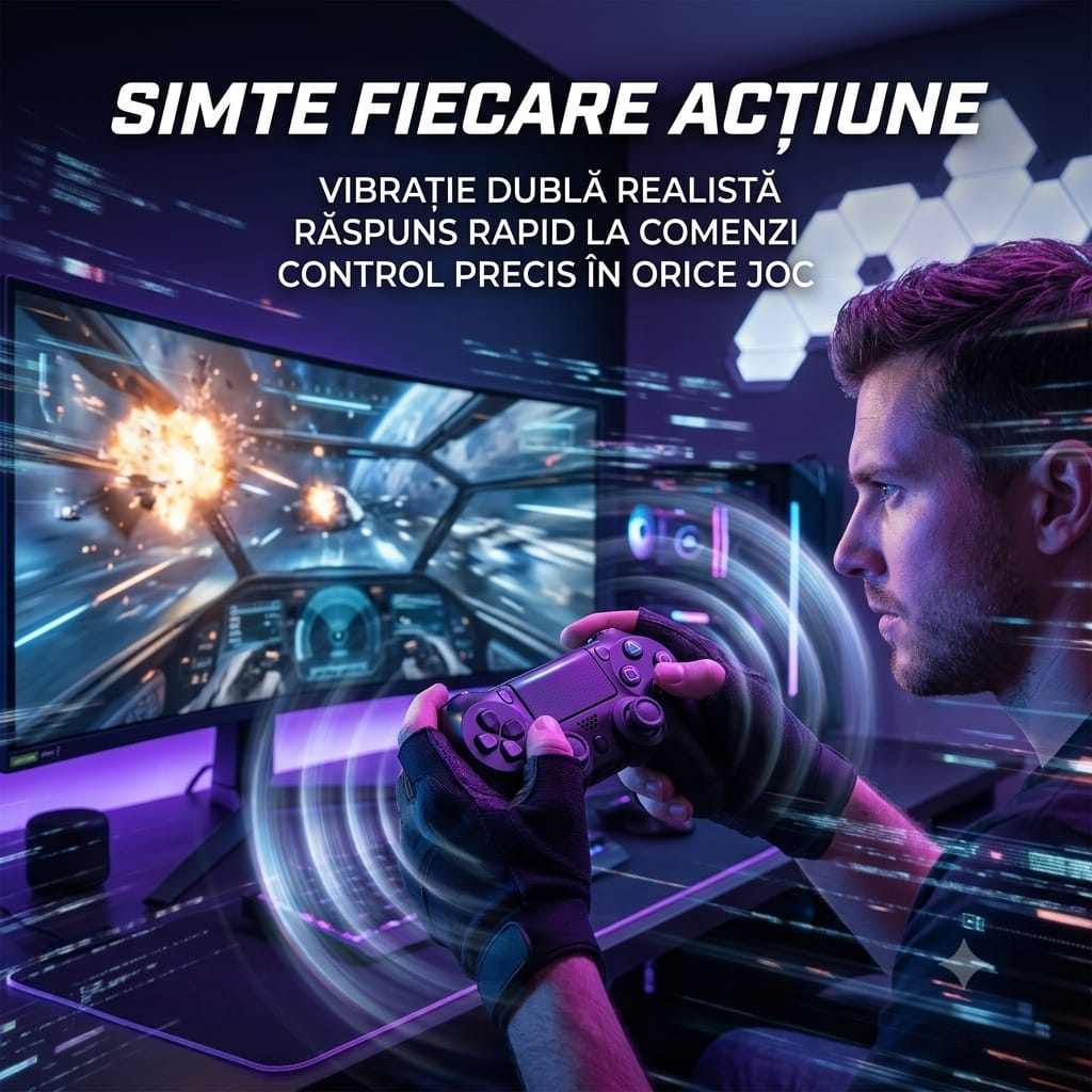 Gamepad wireless PS4 cu LED și ergonomie avansată