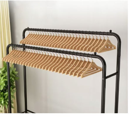 Suport dublu de umerase pentru haine din metal, Greutate suportata 35kg, Negru