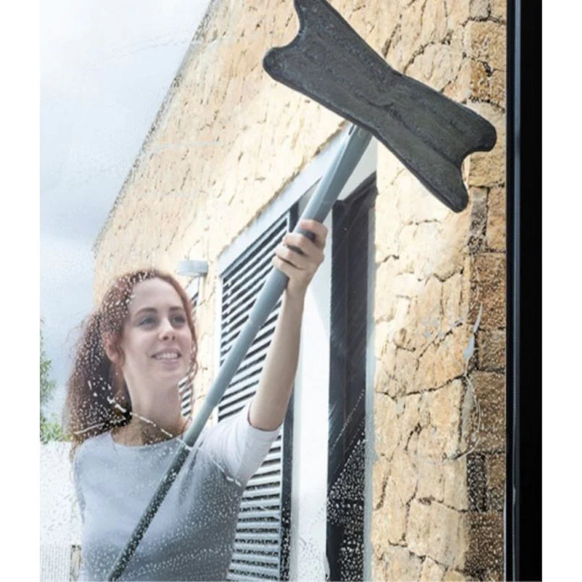 Mop cu burete din fibra si stoarcere tip x, brat extensibil si cap rotativ 360 grade