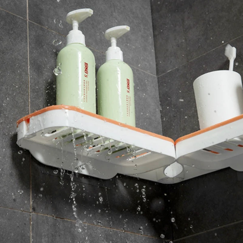 Suport dublu pentru baie, autoadeziv, rotativ 180°, gri