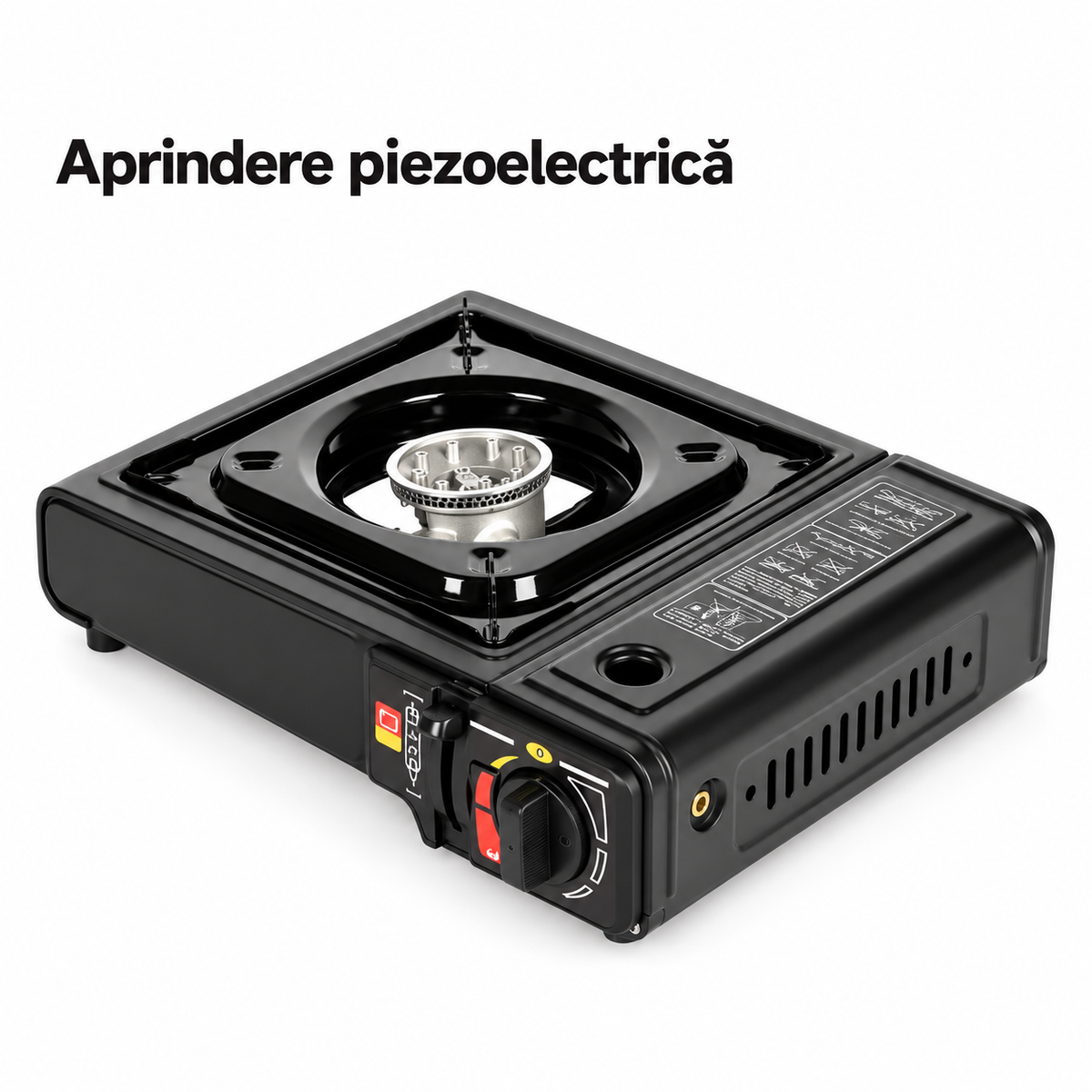 Aragaz portabil pentru camping, 2,2 kW, alimentare duală, aprindere piezoelectrică și adaptor pentru butelie