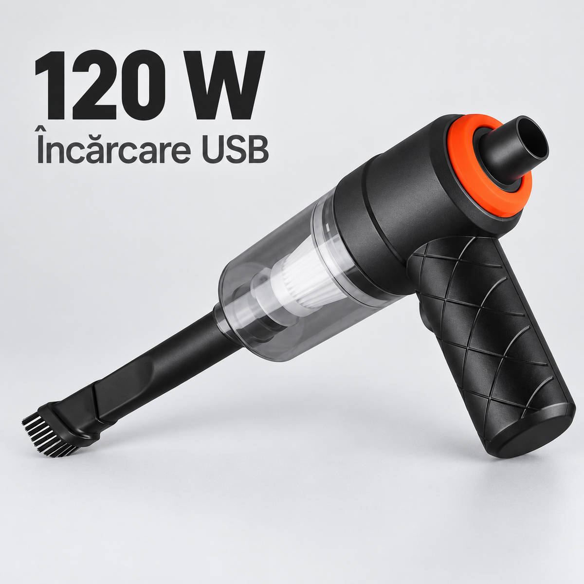 Mini aspirator portabil 2 în 1 pentru mașină și casă, 120 W, aspirare și suflare, fără fir, încărcare USB