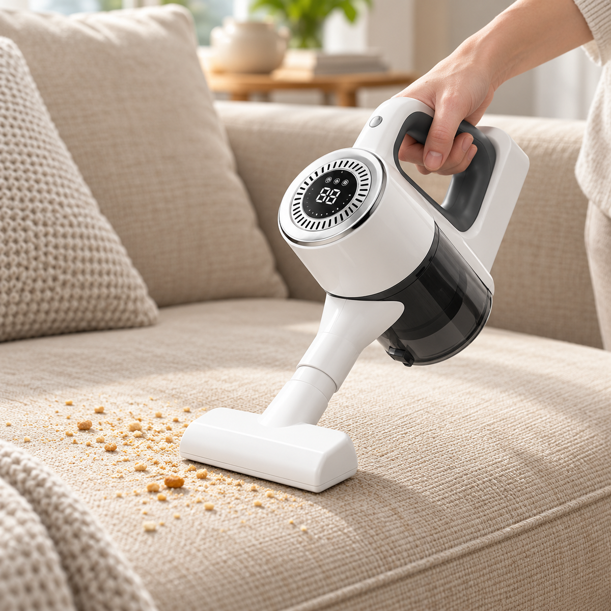Aspirator vertical fără fir 2 în 1, cu funcție mop, 100 W, 3 trepte de putere și accesorii incluse