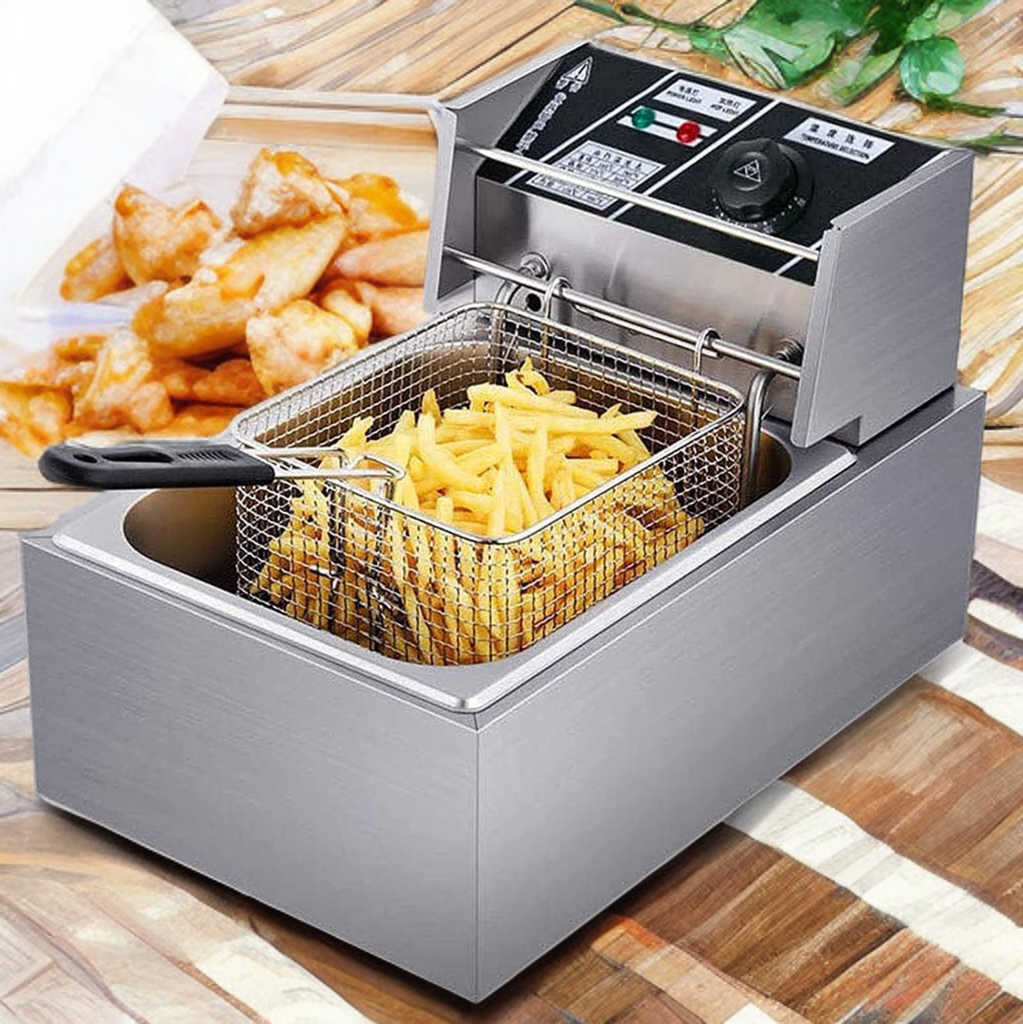 Friteuză Electrică Profesională 6L, 2500W, Inox – Cu Termostat Reglabil