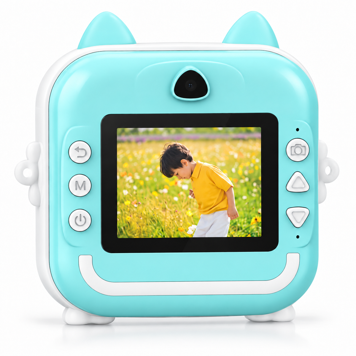Aparat foto pentru copii Q5, cu imprimare termică instant, ecran 2,4″ și aplicație Fun Print + card de memorie inclus – Albastru