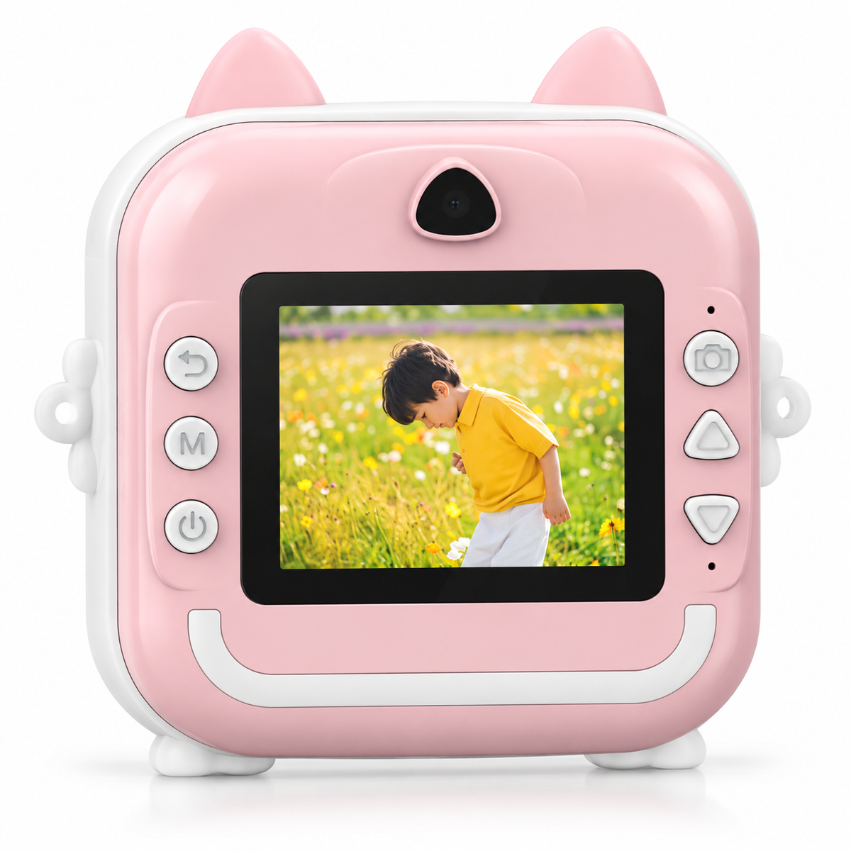 Aparat foto pentru copii Q5, cu imprimare termică instant, ecran 2,4″ și aplicație Fun Print + card de memorie inclus – Roz