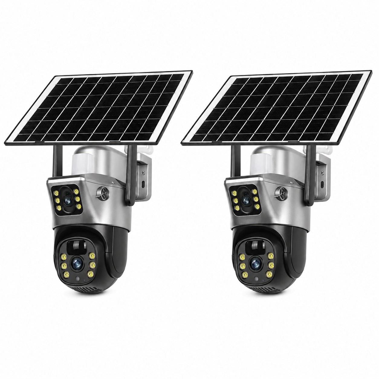 PACHET 2 X Camere de Supraveghere cu Panou Solar, Wi-Fi, 3MP+3MP, Zoom 10X și Rotire 360°