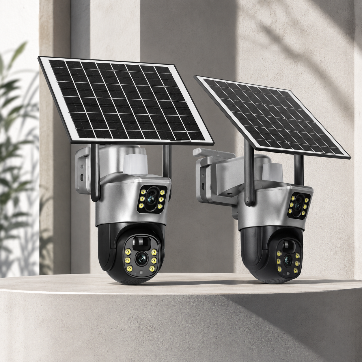 PACHET 2 X Camere de Supraveghere cu Panou Solar, Wi-Fi, 3MP+3MP, Zoom 10X și Rotire 360°