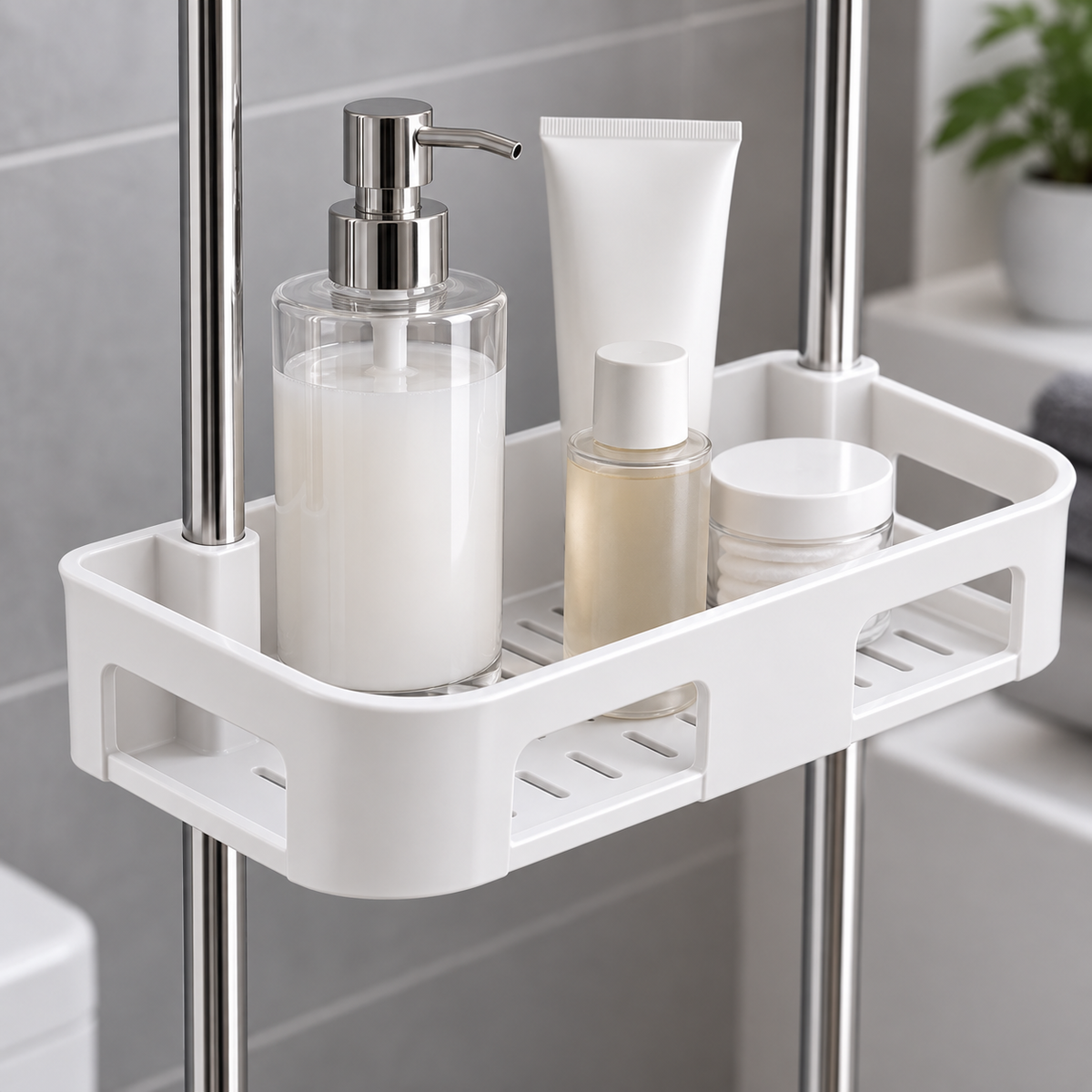 Raft organizator pentru baie, montare deasupra toaletei, 2 polițe, 58 × 30 cm