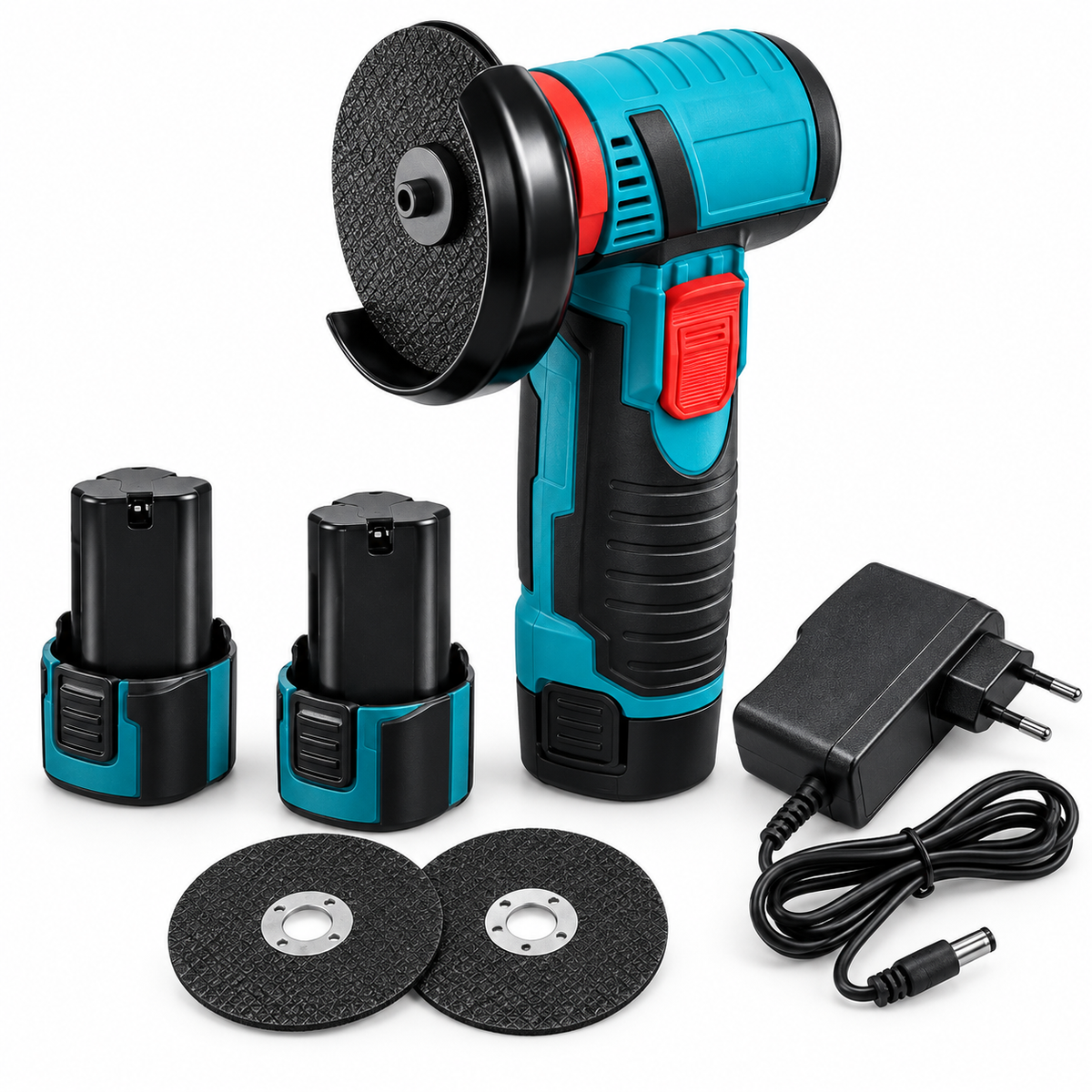 Mini polizor unghiular cu acumulator 48 V, motor Brushless, 15.000 RPM, 2 acumulatori și 2 discuri