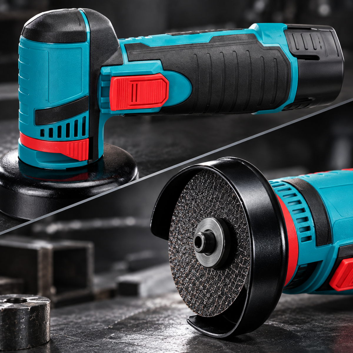 Mini polizor unghiular cu acumulator 48 V, motor Brushless, 15.000 RPM, 2 acumulatori și 2 discuri